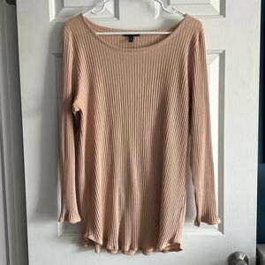 Eileen Fisher Tencel Ribbed Ballet-Neck Dune Top Size XL